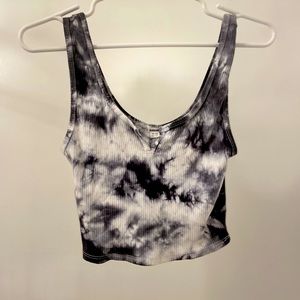 Garage tie dye ribbed tank top with v slit